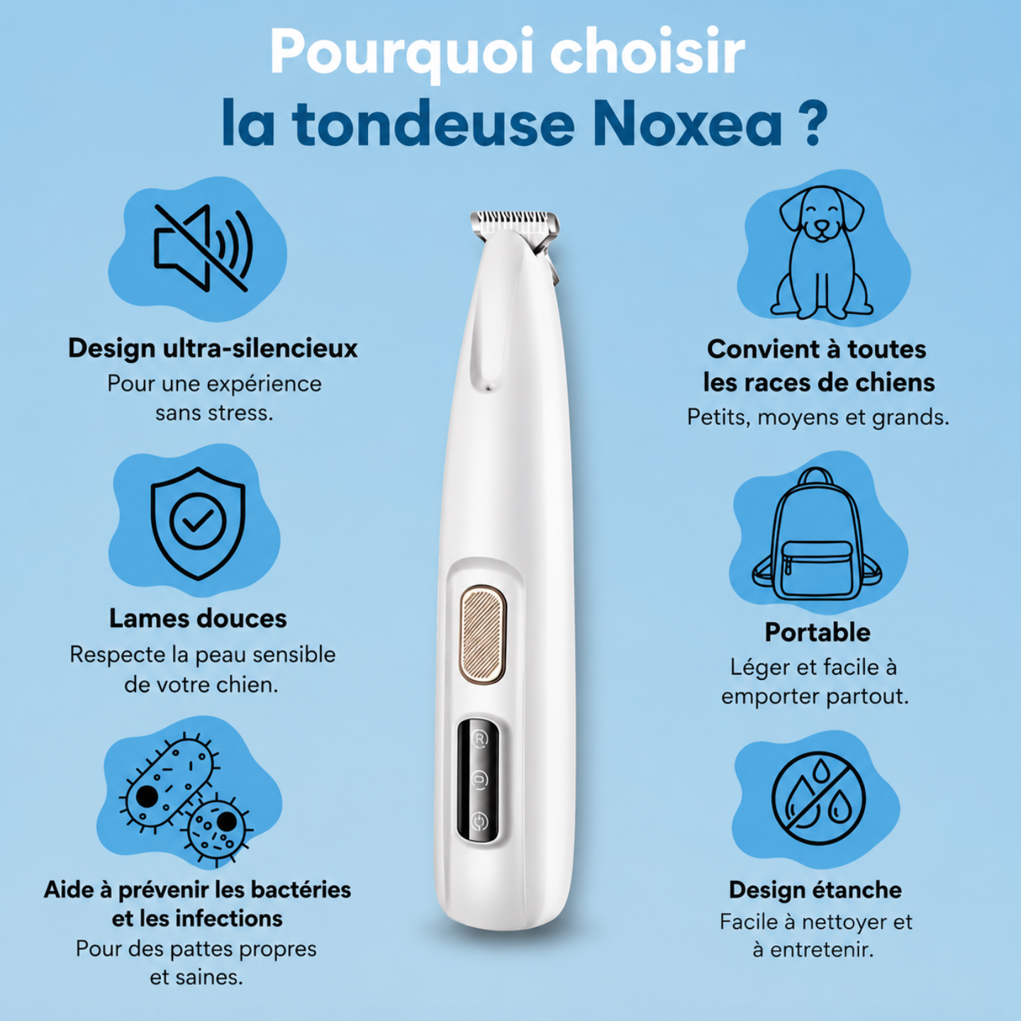 Tondeuse Noxea - Soin des pattes sans douleur en quelques secondes